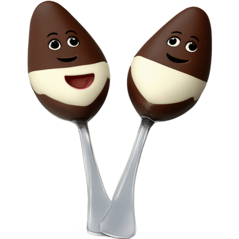 1 Chocolate quenelle and 1 vanilla quenelle on a fine dining glass plate emoji