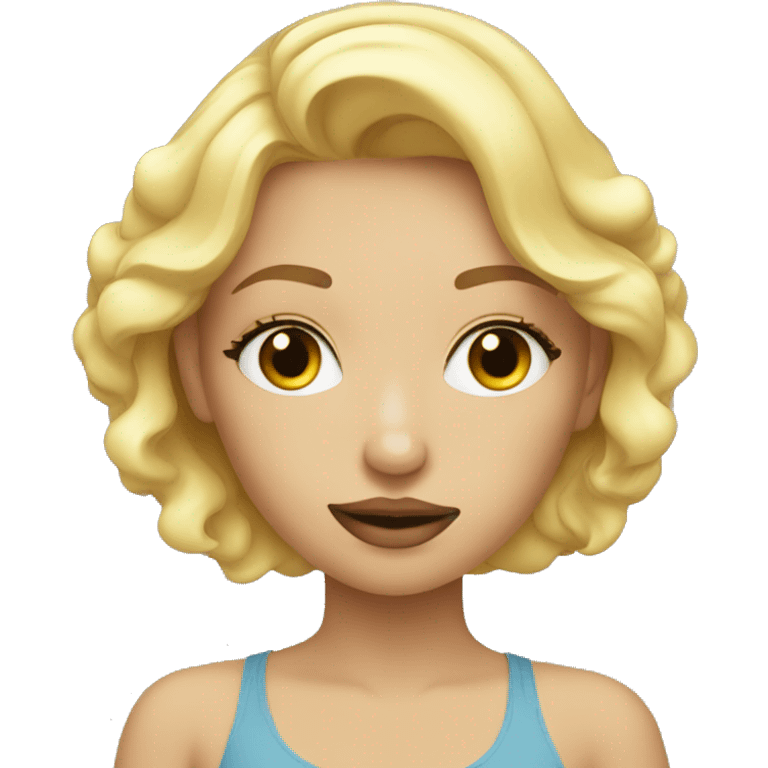 blond haired girl doing make up emoji