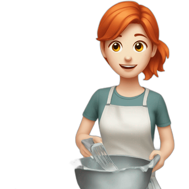 Red hair girl doing the dishes emoji