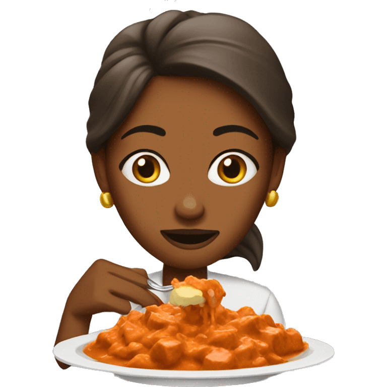 Women eating butter chicken  emoji