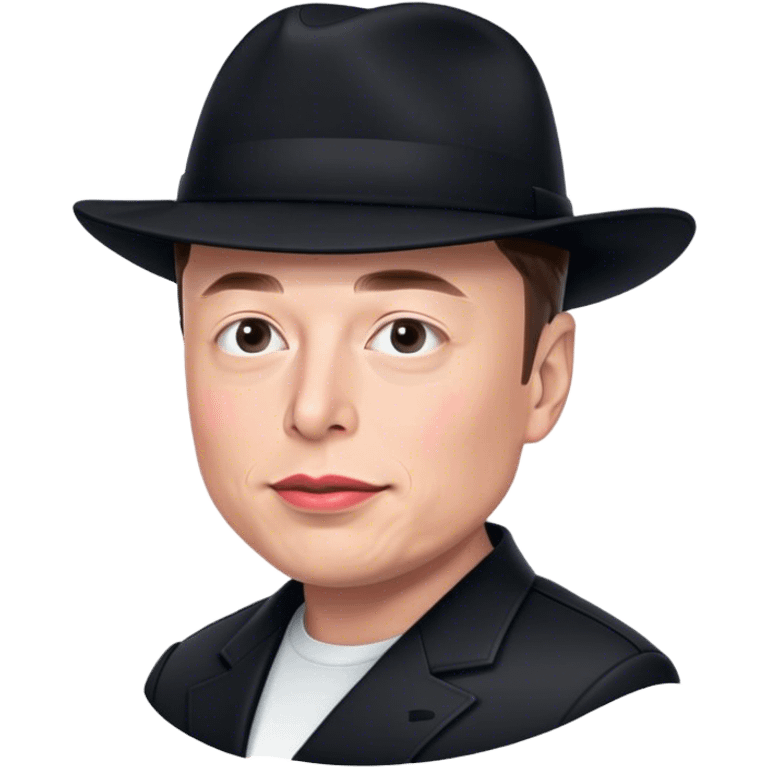 elon musk wearing a black "MAGA" hat emoji