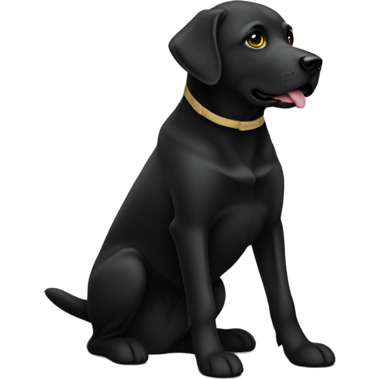 Labrador-noir-prier avec une bande blanch qui dessent par son coup emoji