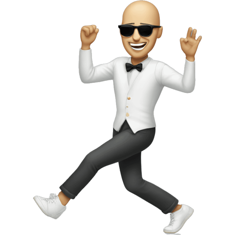 Bald man sunglasses dancing emoji