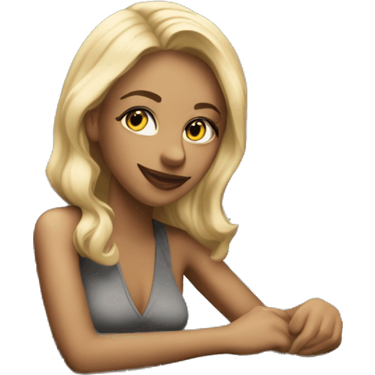 A women with blonde hair near a poker table saying “well Jordan?” emoji