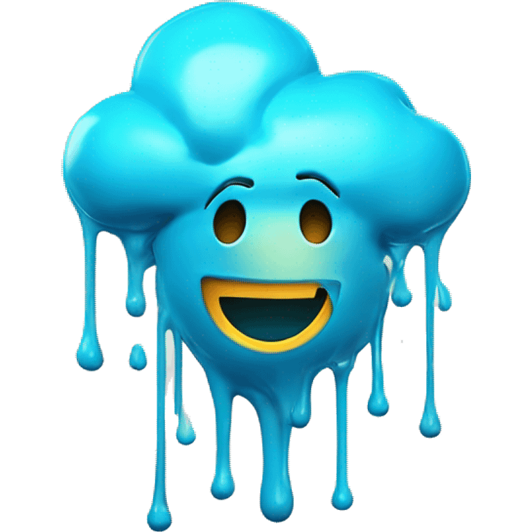 Glowing Cyan blue paint splash splatter drip emoji