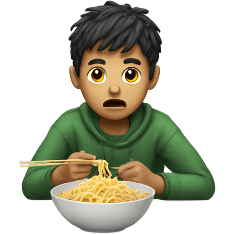 a boy eating bad noodles emoji