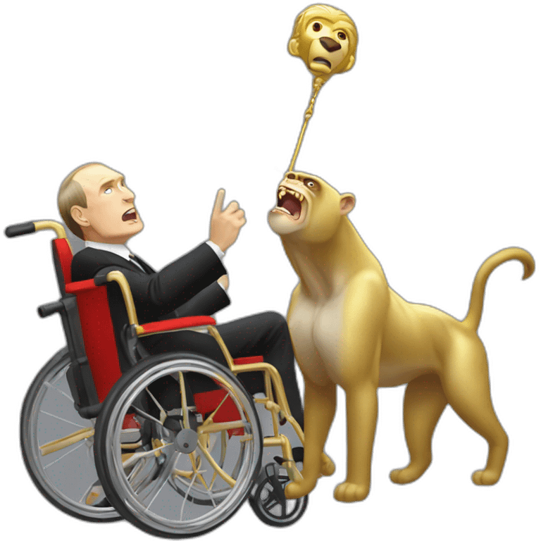 furious angry vladimir putin monke rides gold wheelchair emoji