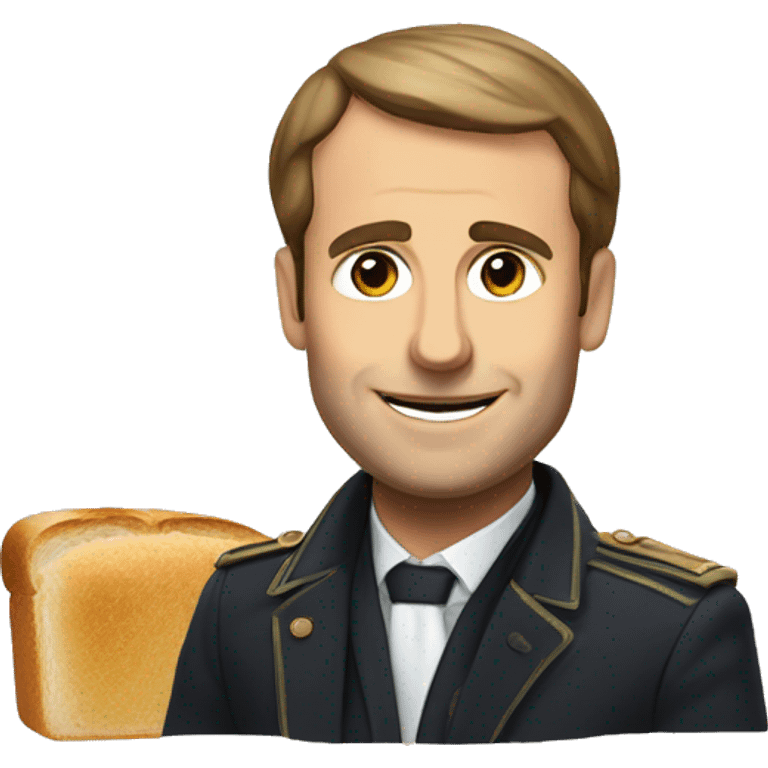 Macron with bread emoji