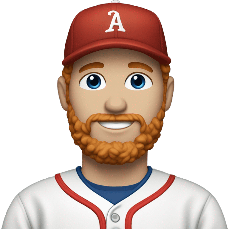 35 year old, male, short curly red hair, pale complexion, beard, blue eyes, baseball hat emoji