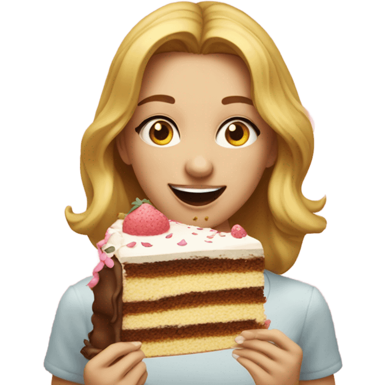 Girl eating cake  emoji