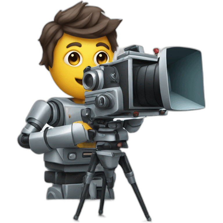 robot director holding a film camera emoji