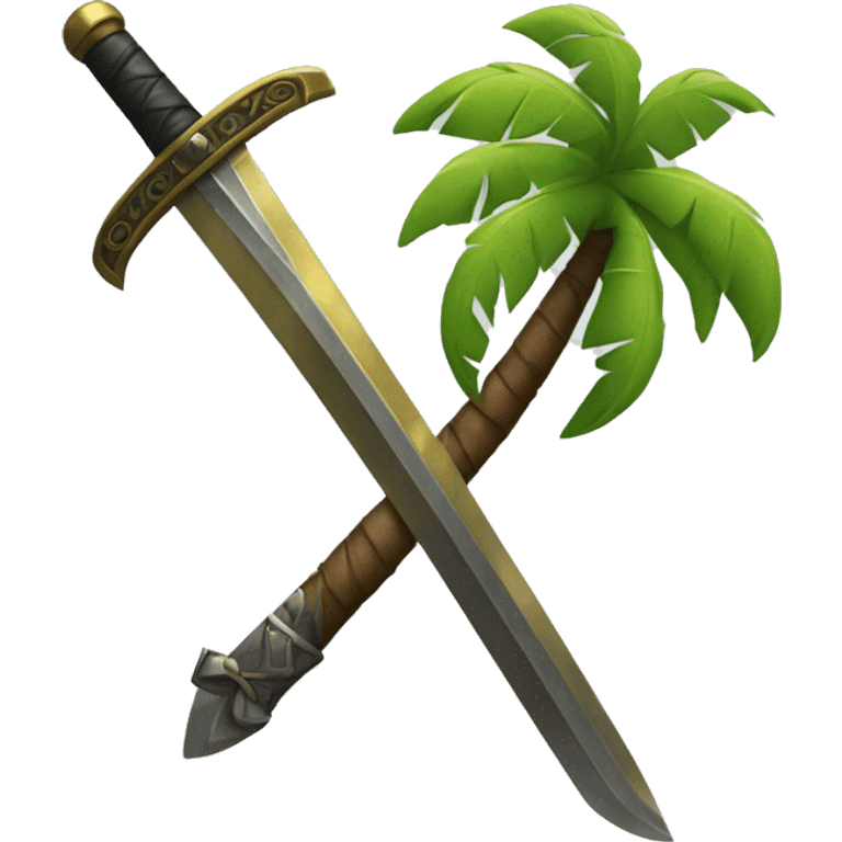 Two swords and a palm tree emoji