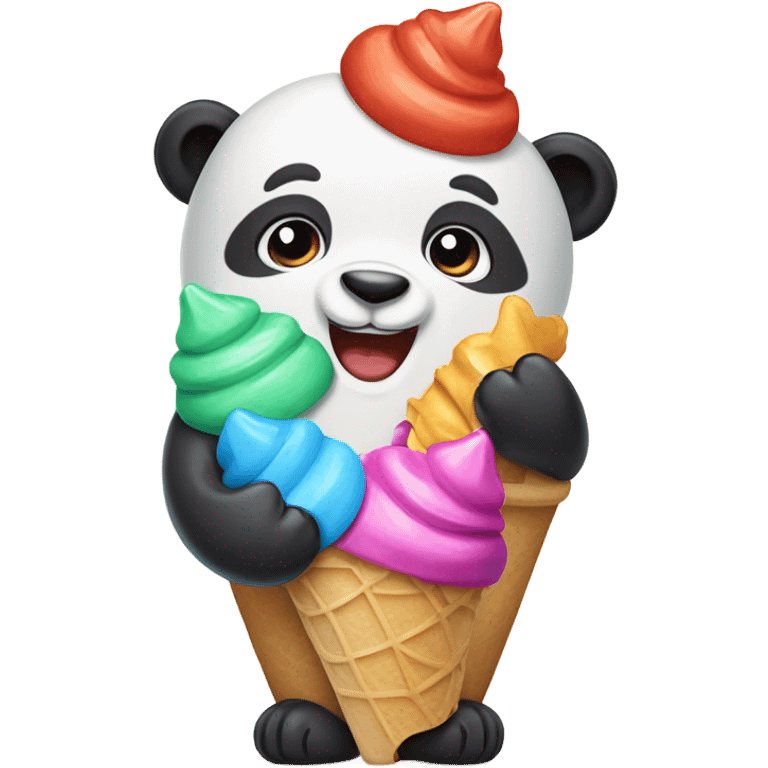 Panda eating ice cream emoji