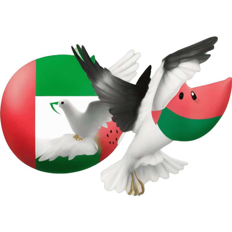 Palestine flag with doves and a watermelon emoji