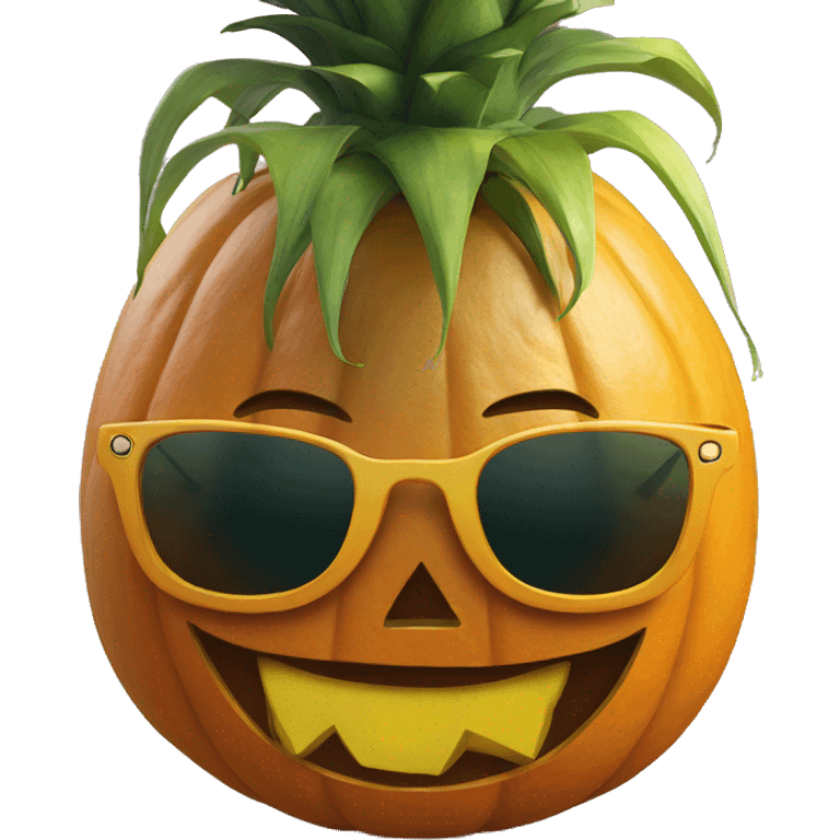 jack o lantern wearing pineapple sunglasses emoji