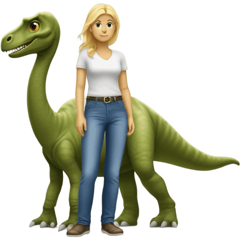 Blonde woman with Brachiosaurus emoji