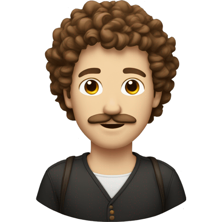 white guy with brown curly hair and mustache  emoji