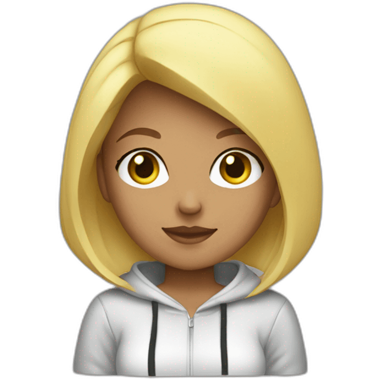 girl short hair blonde hoodie computer emoji