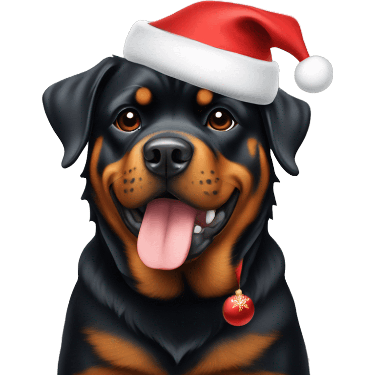 rottweiler with christmas hat emoji