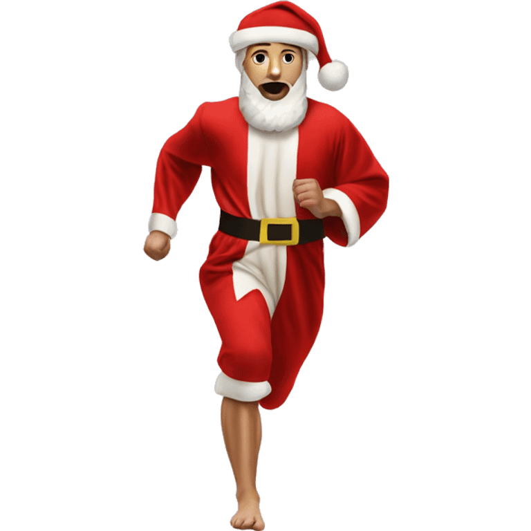 skipping sprint Jesus santa costume marathon emoji