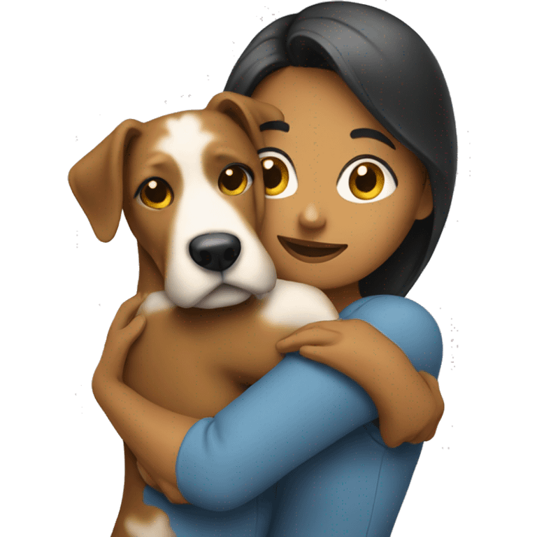 Woman hugging a dog emoji