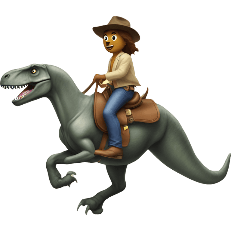 A t rex riding a horse emoji