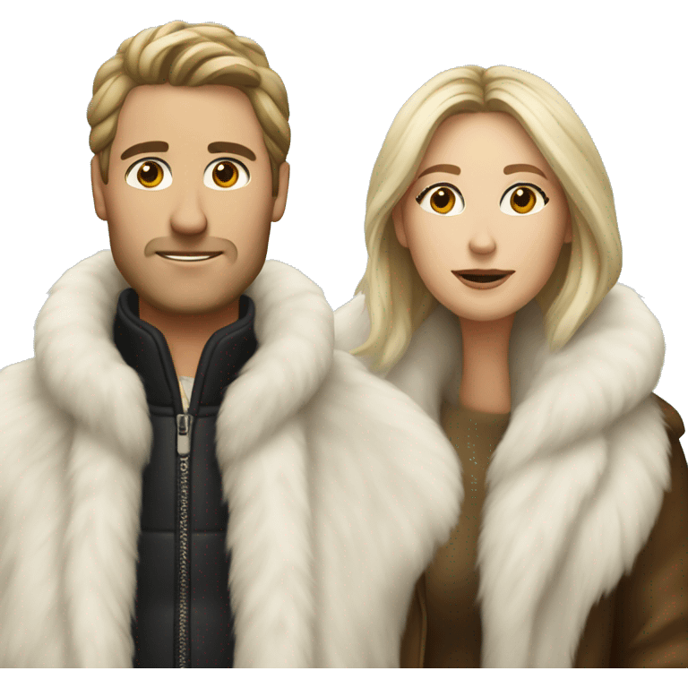 White couple in long fur coats emoji