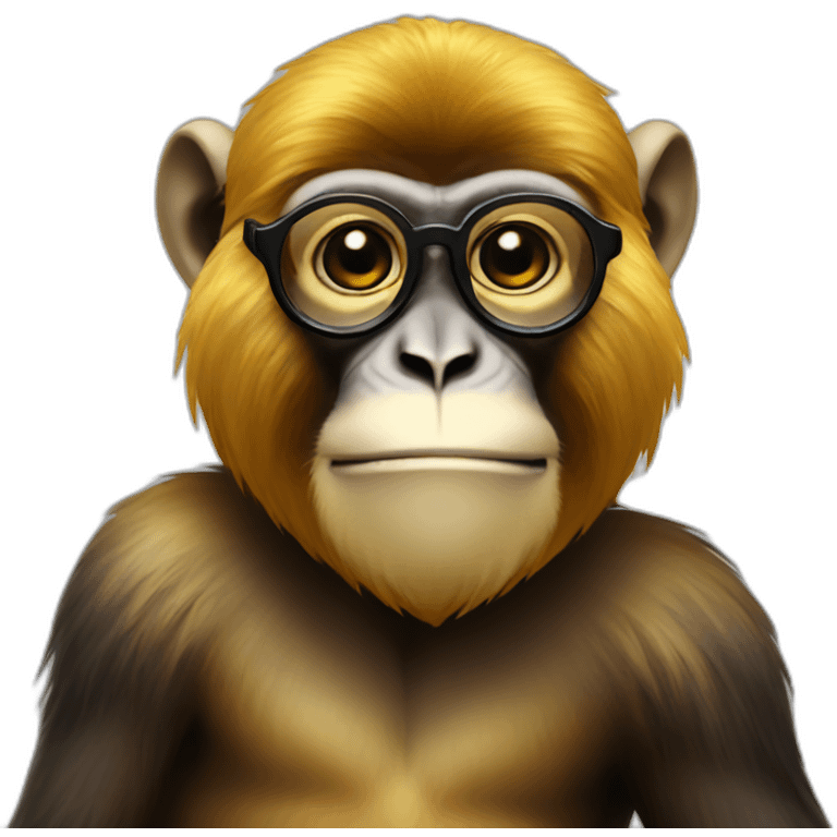 golden monkey wearing black glasses emoji