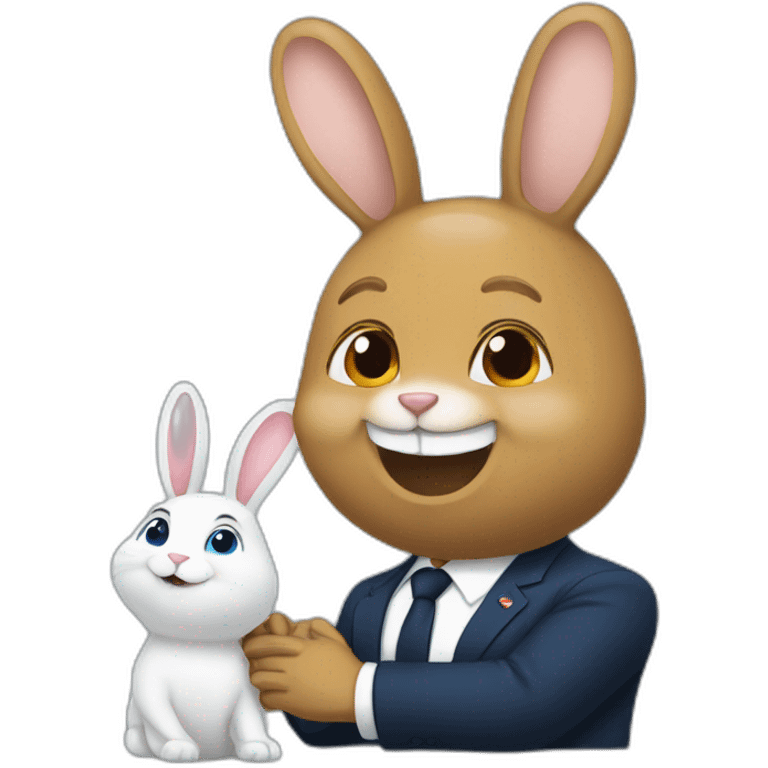 Un lapin avec macron emoji