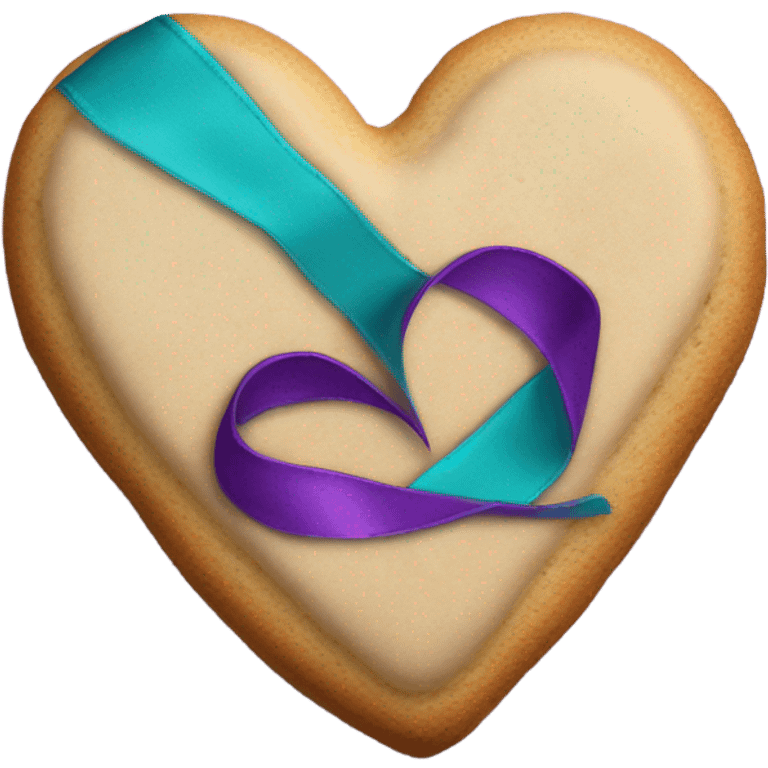 Purple teal Suicide awareness ribbon, heart cookie emoji