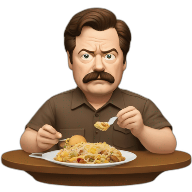 Ron Swanson eating emoji