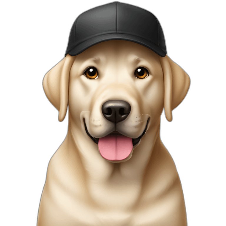 Labrador couleur noir avec une casquette rouge emoji