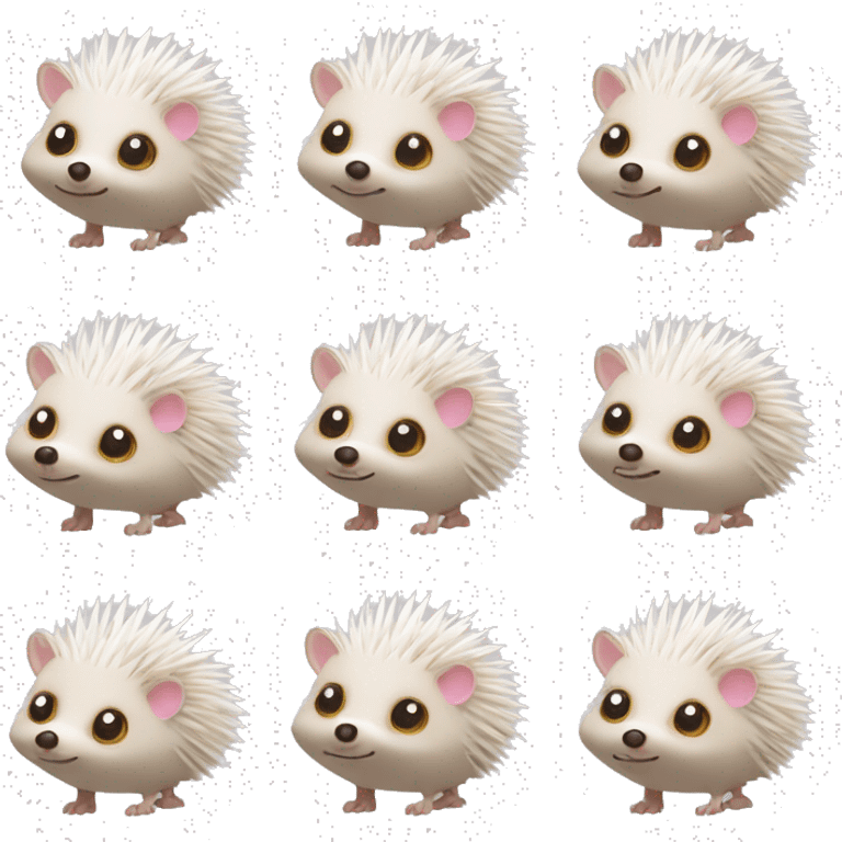 Hedgehog white creamy quills one pink ear one brown ear DIFFERENT colored ears emoji