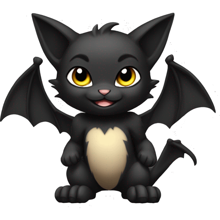 a anthro chibi-style black bat-cat-Fakémon-hybrid full body emoji