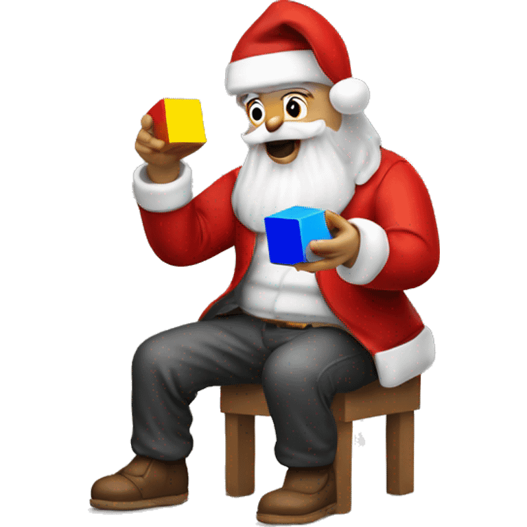 Santa claus playing Rubik cube emoji