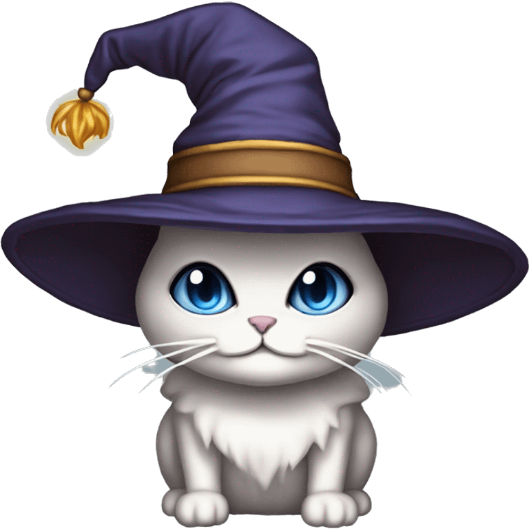 Cute cat  wizardhat pixel art Letter ASC in the hat background is wizard school emoji