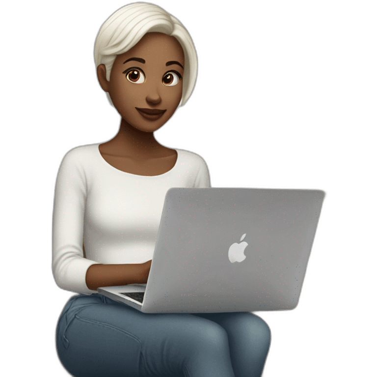 it-girl-white-short-hair-with-macbook emoji