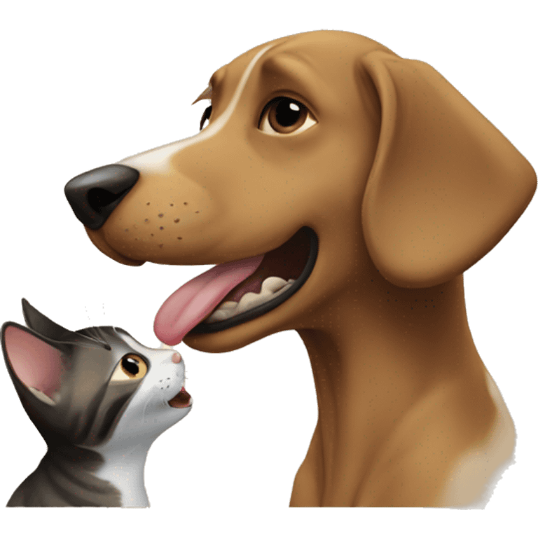 Dog licking cat emoji