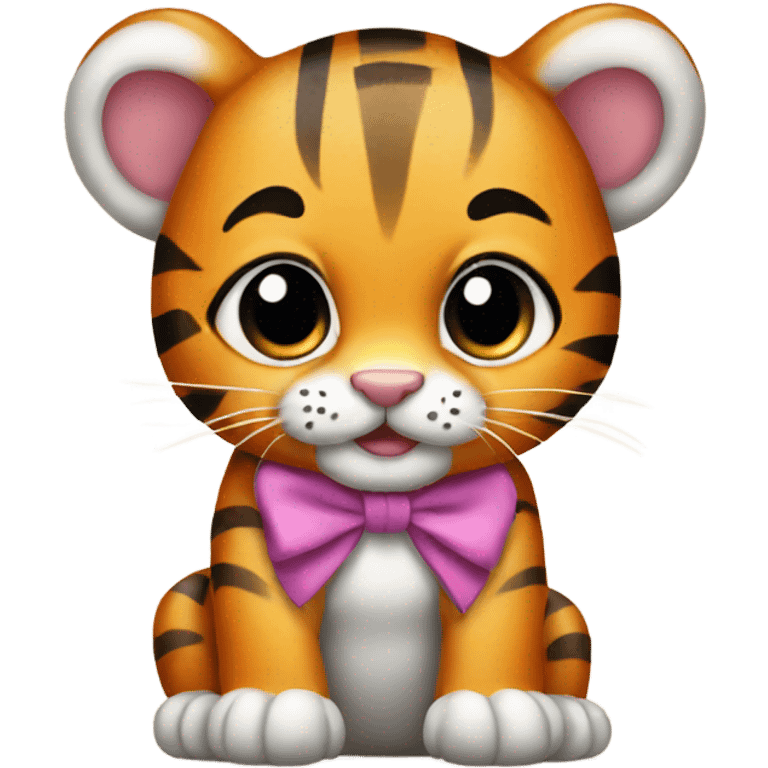 Baby tiger with a bow emoji