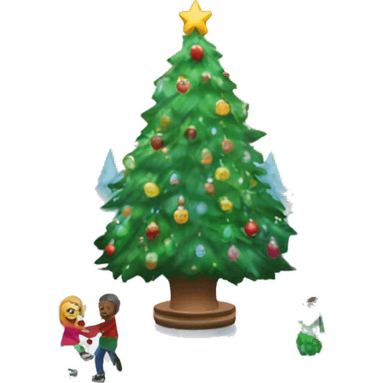 ice rink with Christmas trees and lights and decorations  emoji