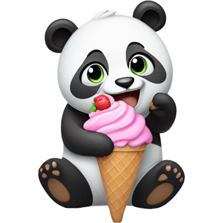 Panda eating ice cream emoji