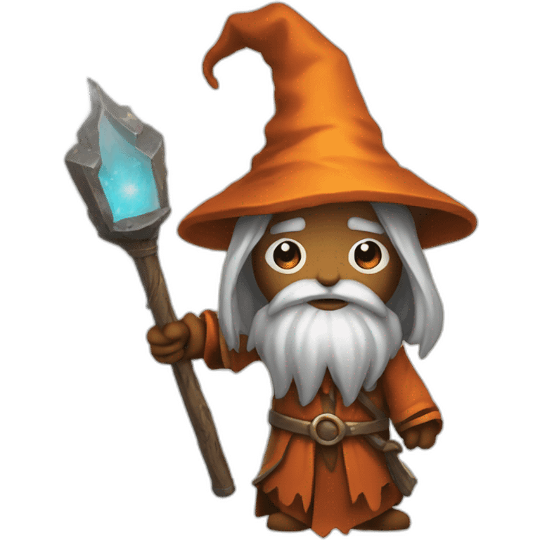 rust mascot but as a cute wizard holding staff emoji