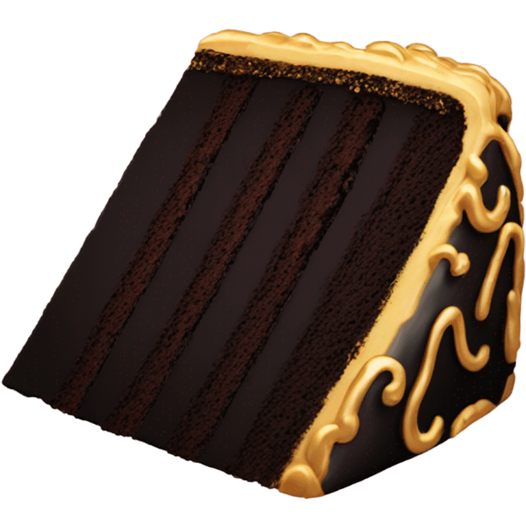 piece black cake with gold emoji