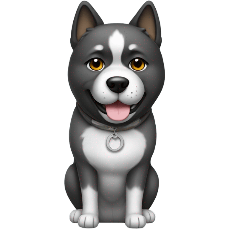 Black and gray Akita doing a peace sign emoji