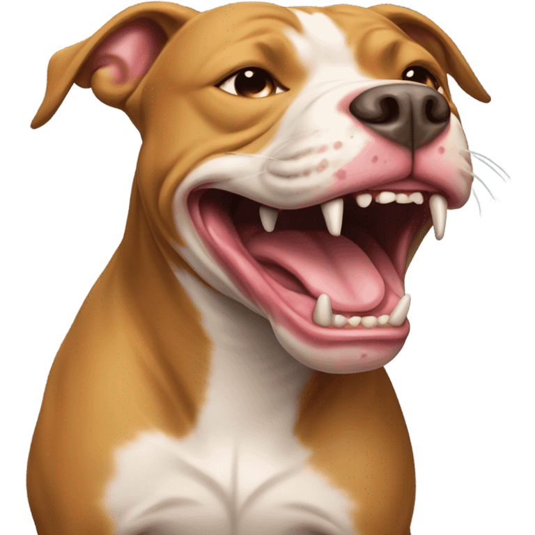 Smiling pit bull with fangs emoji