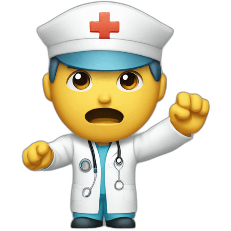 Angry male nurse throwing a xiring away emoji