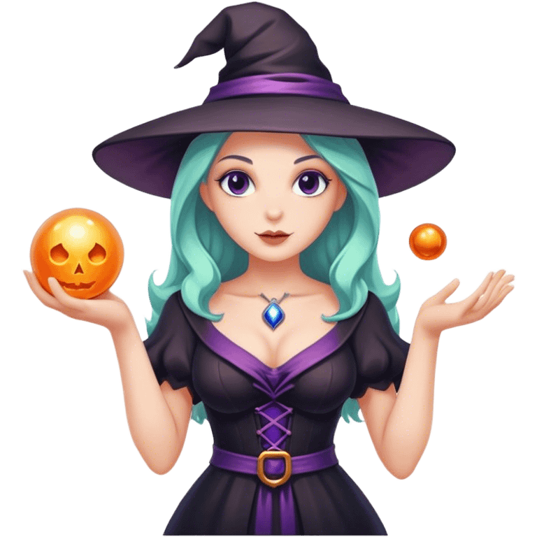 Beautiful Witch with magic ball emoji