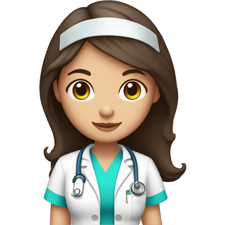 cute brunette nurse with scrubs without coat emoji