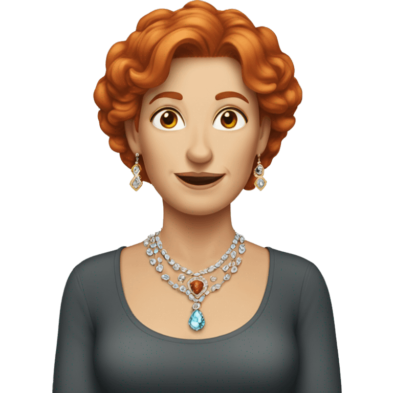 Red headed middle age woman who loves jewelry  emoji