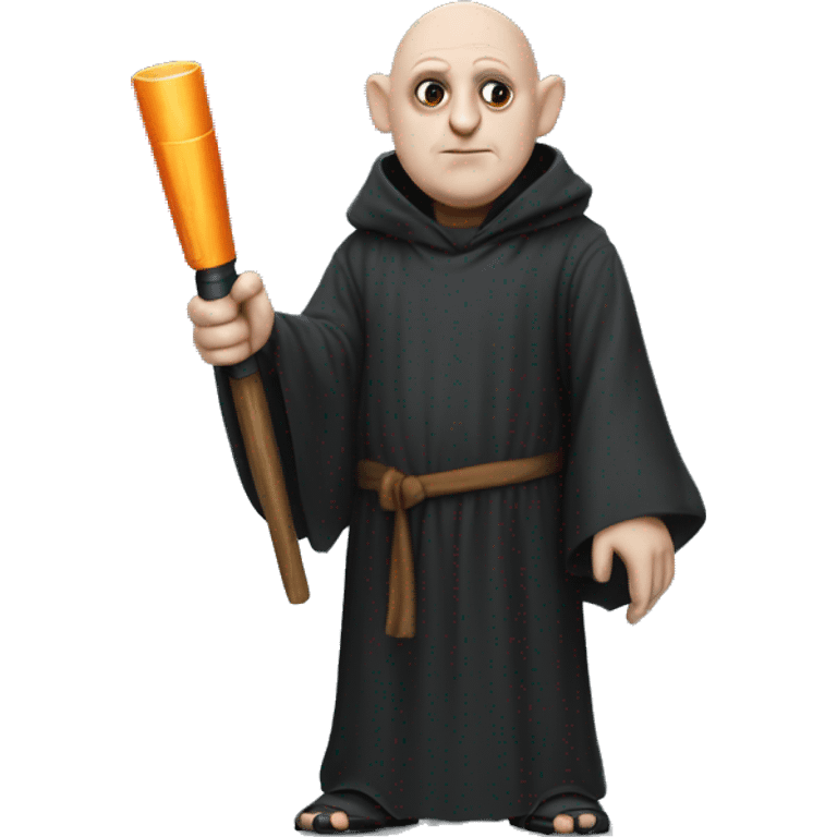 Uncle fester wearing a wizard robe and holding a screwdriver  emoji